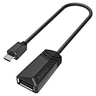 Hama USB-Adapter OTG Micro-USB-Stecker - USB-Buchse (Schwarz, Bis zu 480 Mbit/s)