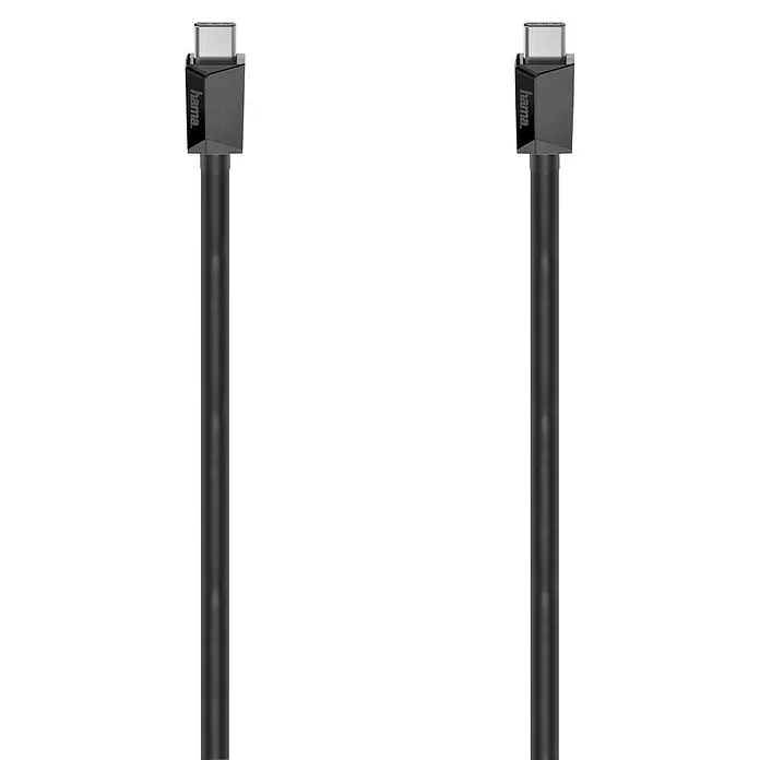 Hama USB-Kabel "Full-Featured", E-Marker, USB 3.2 Gen1 - 1,5 m, USB C-Stecker, Schwarz - USB-C-Kabel von Hama: Zwei schwarze USB-C-Kabel mit Logo, ideal für schnelles Laden und Datenübertragung.