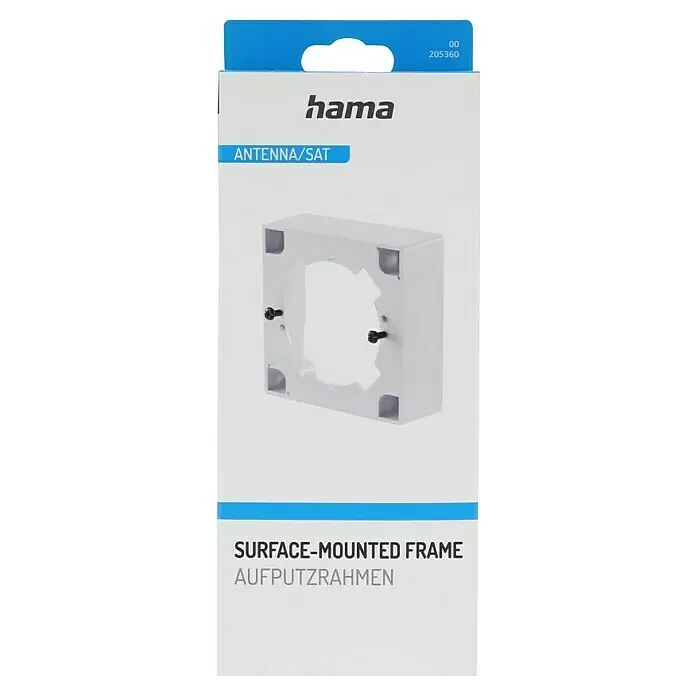 Hama Aufputzrahmen für SAT- / Antennendose - L x B x H: 2,8 x 8 x 8 cm, Reinweiß - Weißer Aufputzrahmen für Antennen-/Sat-Anschlüsse, mit Schrauben.