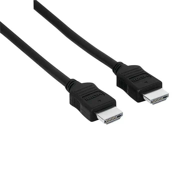 Hama HDMI-Kabel High Speed - Schwarz, 10 m - Ein schwarzes HDMI-Kabel mit zwei Anschlüssen, das für die Übertragung von hochauflösenden Video- und Audiosignalen verwendet wird.