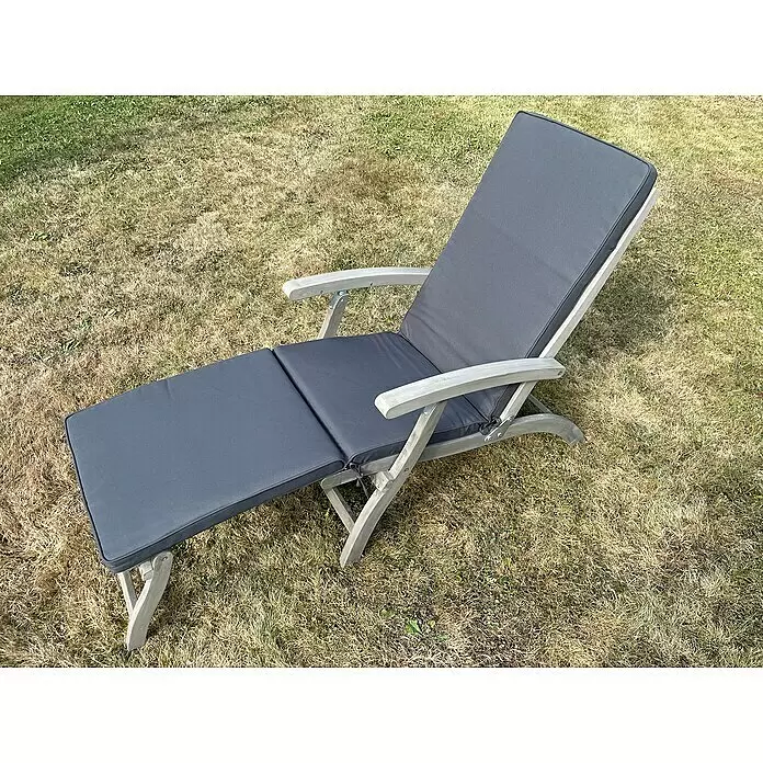Garten-Liegestuhl Deckchair - Grey Washed, Akazie, Rückenlehne verstellbar - Stimmungsaufnahme