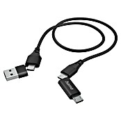 Hama USB-Kabel 4in1 USB A-Stecker, USB C-Stecker, USB Micro-Stecker (1,5 m, Schwarz, Bis zu 480 Mbit/s) | BAUHAUS