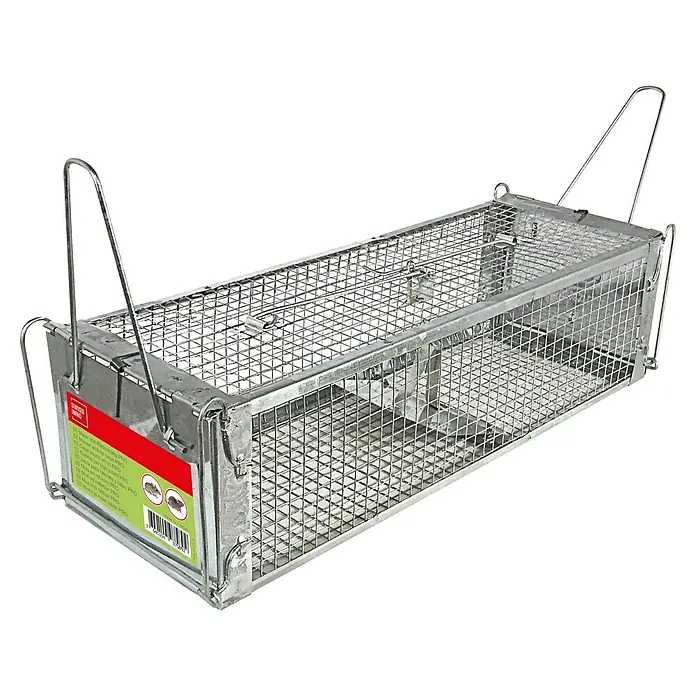Swissinno Rattenfalle Pro - Lebendfalle, Metall - Lebendfalle für Ratten und Mäuse aus verzinktem Drahtgeflecht mit zwei Eingängen und Tragegriffen für den sicheren Transport.