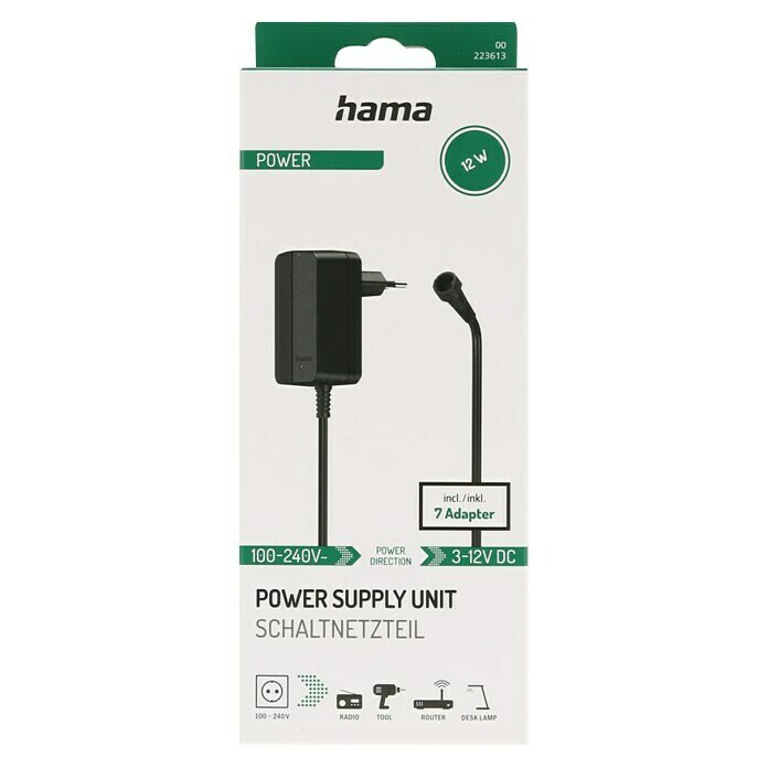 Hama Universal-Netzteil (Eingangsspannung: 100 V - 240 V, Max. Leistung: 12  W, Ausgangsstrom: 1 A) | BAUHAUS