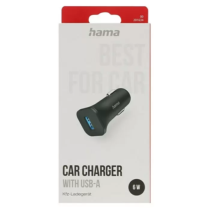 Hama USB-Kfz-Ladegerät - Schwarz, USB-A-Buchse - Vorderansicht