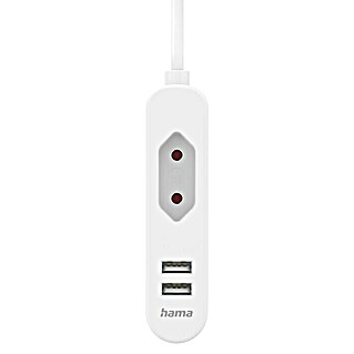 Hama Steckdosenleiste Eurobuchse, 2x USB-A (Weiß, Kabellänge: 1,9 m)