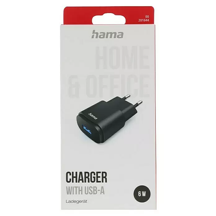 Hama USB-Ladegerät mit A-BuchseSchwarz, 6 W