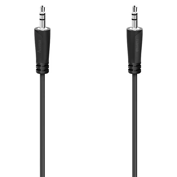 Hama Klinkenkabel 3,5-mm-Klinken-Stecker - 3,5-mm-Klinken-Stecker - Länge: 1,5 m - Schwarzes Audiokabel mit zwei 3,5-mm-Klinkensteckern.