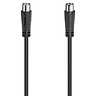 Hama Cable de conexión de antena (1,5 m, Negro, 90 dB, Clavija coaxial, acoplador coaxial)