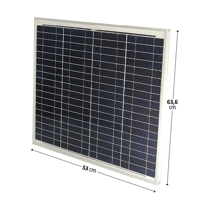 Sunset Solarmodul SM 45 - Nennleistung: 45 W, L x B x H: 63,6 x 53 x 2 cm - Solarpanel mit Aluminiumrahmen und Abmessungen von 63,6 cm x 53 cm für umweltfreundliche Energiegewinnung.