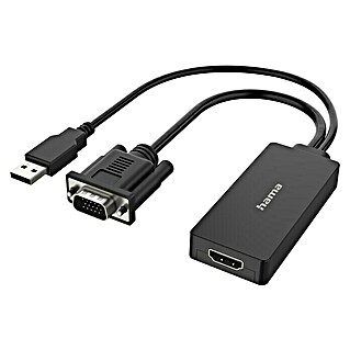 Hama Videoadapter VGA+USB-Stecker - HDMI-Buchse (Schwarz, Kabellänge: 0,15 m)