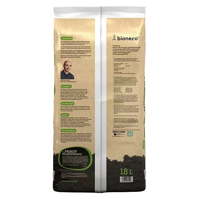 bionero Terra Preta Aussaat- & Kräutererde Wurzelkraft - 18 l - Rückansicht