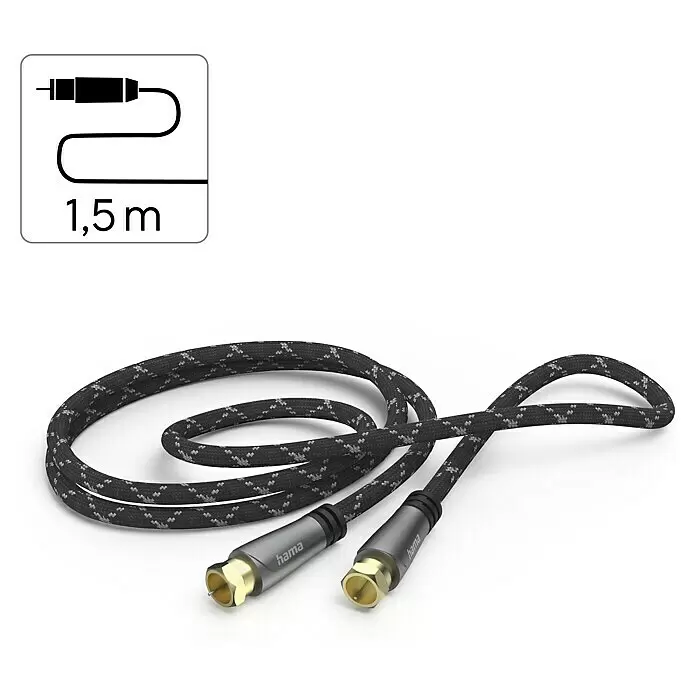 Hama SAT-AnschlusskabelGrau/Schwarz, 1,5 m, 120 dB