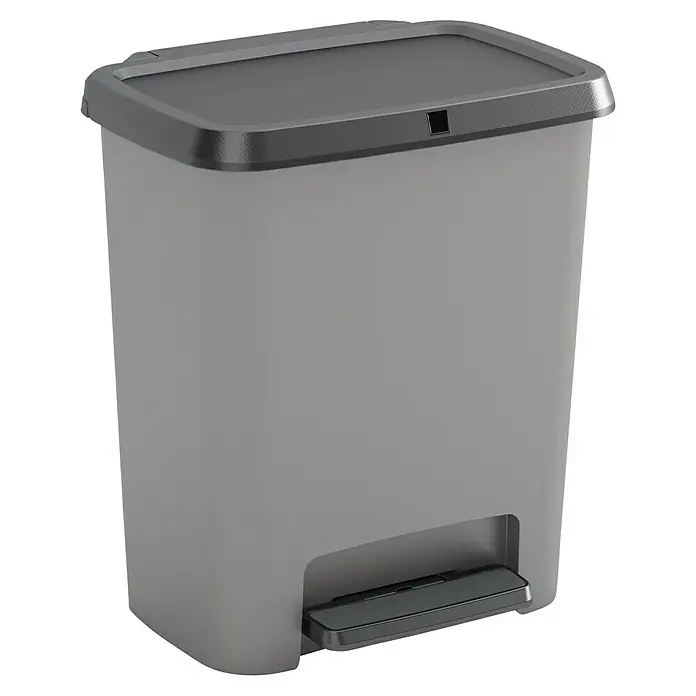 Keter Treteimer - 22 l, Kunststoff, Grau - Grauer Tretabfalleimer mit dunkelgrauem Deckel und Pedal. Ideal für Küche oder Bad, bietet er praktische und hygienische Abfallentsorgung.