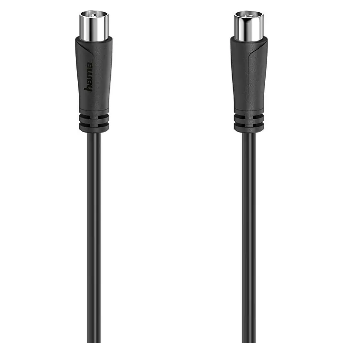 Hama Cable de conexión de antena - 3 m, Negro, 90 dB, Clavija coaxial, acoplador coaxial - Cable de antena negro Hama con un conector coaxial en cada extremo, ideal para conectar televisores. Fabricación de alta calidad.