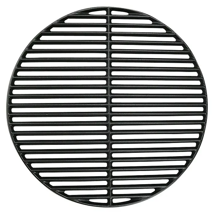 Kingstone Grillrost - Durchmesser: 45 cm - Ein runder, schwarzer Grillrost mit horizontalen Streben und einer vertikalen Mittelstütze, ideal für gleichmäßiges Grillen.