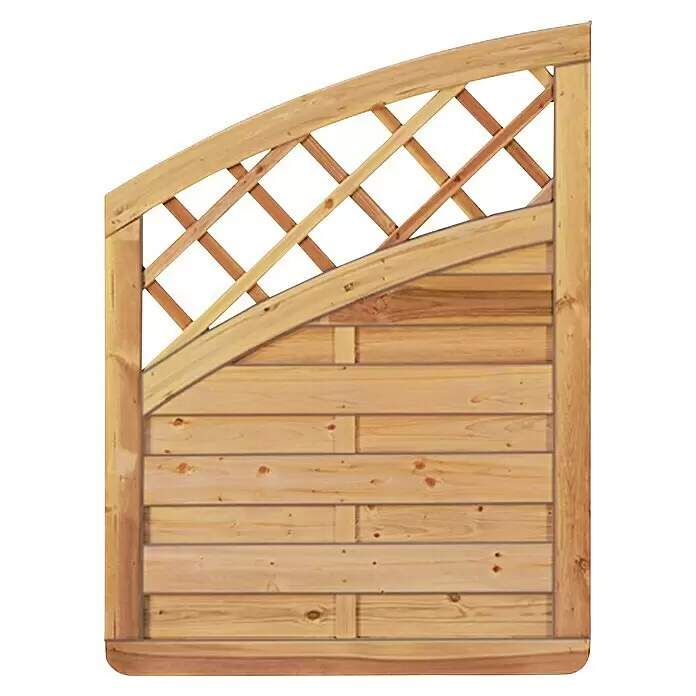 T & J Sichtschutzelement Avantgarde - 90 x 90/120 cm, Holz, Kesseldruckimprägniert Grün, Mit Doppelbogen - Vorderansicht