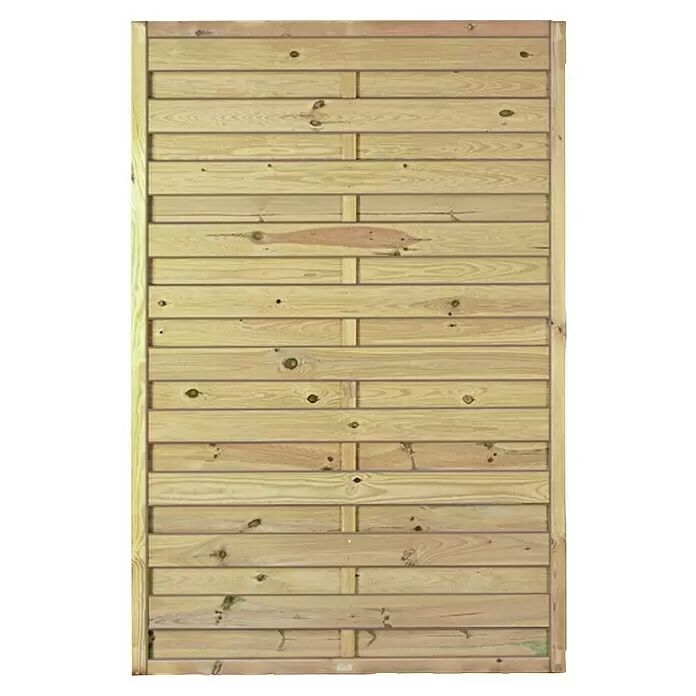 T & J Sichtschutzelement Maxi Massiv - 120 x 180 cm, Holz, KDI Grün - Lamellen-Holzzaunplatte mit geflochtenen Querbrettern aus hellem Naturholz.