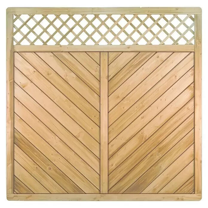 T & J Sichtschutzelement Classic Diagonal - B x H: 180 x 180 cm, Holz, Mit Gitter - Vorderansicht