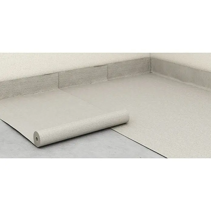 Fermacell Ausgleichsschüttung - 50 l - Die graue Vinylbodenrolle wird ausgerollt, um einen neuen Boden zu verlegen. Das Produkt ist einfach zu installieren und pflegeleicht.
