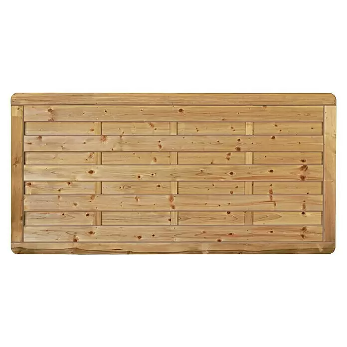 T & J Sichtschutzelement Avantgarde - B x H: 180 x 90 cm, Holz, Kesseldruckimprägniert Grün - Helles Holzzaunpaneel mit horizontalen Latten und massivem Rahmen.