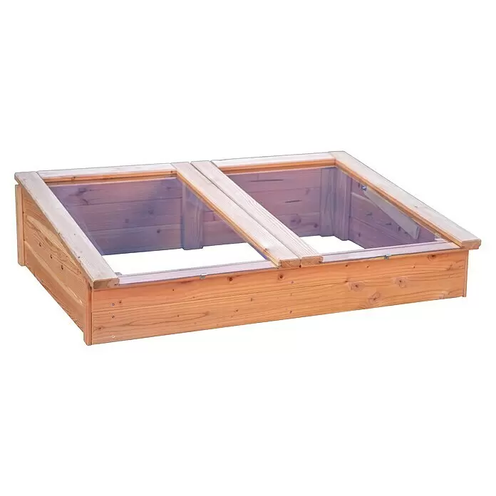 T & J Frühbeet-Aufsatz Tondern - L x B x H: 119 x 80 x 30 cm - Hölzernes Frühbeet mit natürlicher Oberfläche und transparentem, zweigeteiltem Deckel für Pflanzenschutz und frühe Anzucht.