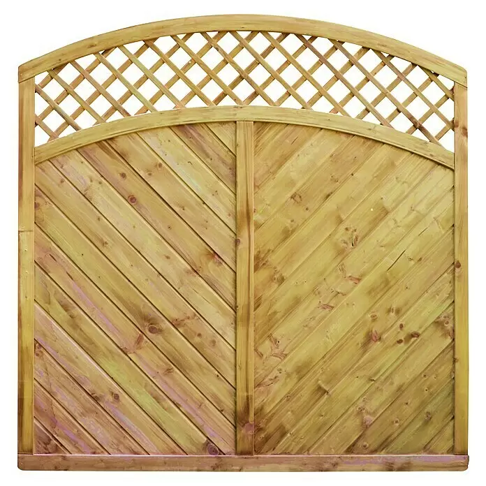 T & J Sichtschutzelement Classic - B x H: 180 x 200 cm, Holz - Holztor mit Bogen und rautenförmigem Rankgitter für den Garten.