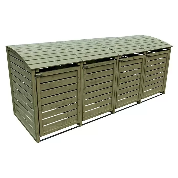 T & J Mülltonnenbox Henri300 x 90 cm, Holz, Natur, Geeignet für Anzahl Mülltonnen: 4 Stk.