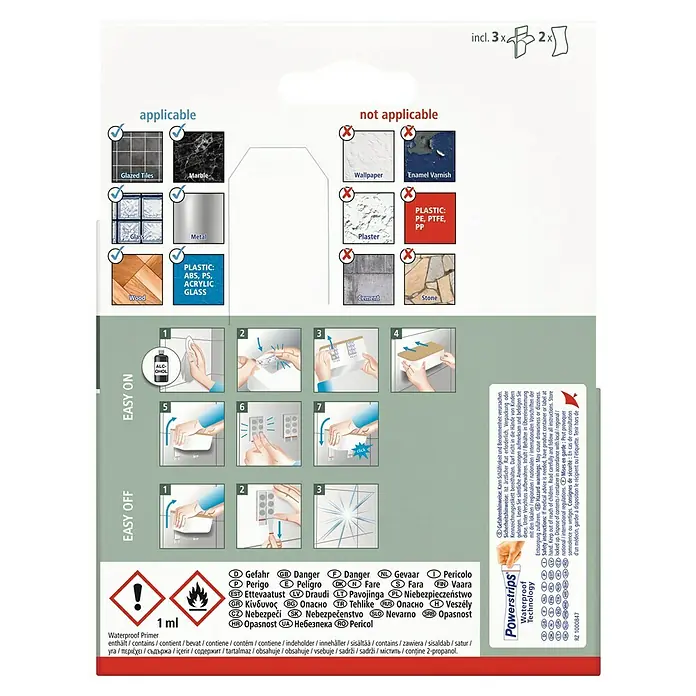 Tesa Caja de almacenaje Baboo S - L x An x Al: 12,2 x 10,2 x 11 cm, Plástico, Blanco - Instrucciones para usar la imprimación impermeable, incluyendo superficies adecuadas e inadecuadas e instrucciones paso a paso.