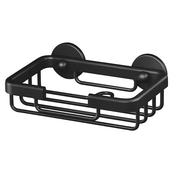 Tesa Aluxx Jabonera Aluxx - 9,5 x 13,5 x 4,7 cm, Aluminio, Cromo - Cesta de ducha negra con ventosas para un fácil montaje, ideal para el baño y la ducha para guardar jabón y otros utensilios.