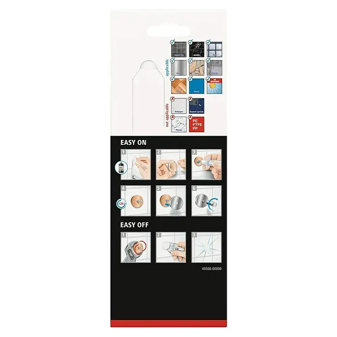 Tesa Aluxx Jabonera Aluxx - 9,5 x 13,5 x 4,7 cm, Aluminio, Cromo - Instrucciones de montaje para el gancho de pared autoadhesivo: Fácil de fijar en azulejos, metal, madera y plástico, no apto para papel pintado o yeso.