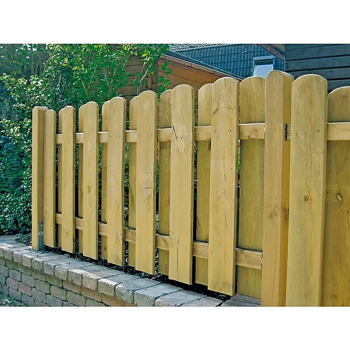 T & J Sichtschutzelement Daan - B x H: 180 x 90 cm, Holz - Ein naturbelassener Holzzaun mit abgerundeten Pfosten und zwei Querstreben bietet Privatsphäre und natürliche Ästhetik für jeden Garten.