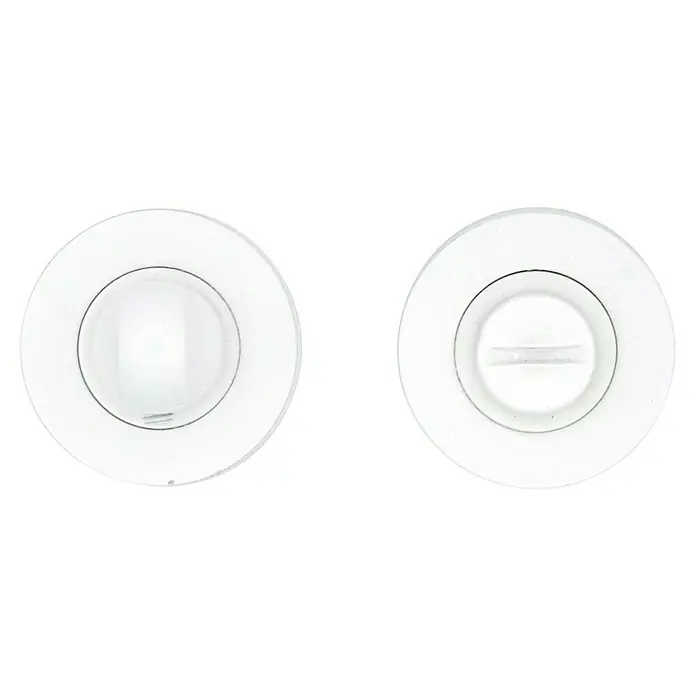 GDK Condena C A02-50 - Diámetro: 50 mm, Blanco, Apto para: Puertas de madera - Dos primeros planos de luces LED empotradas blancas, que muestran un diseño minimalista y moderno, perfecto para soluciones de iluminación elegantes.