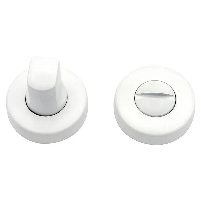 GDK Condena C INOX-35 - Diámetro: 30 mm, Blanco, Apto para: Puertas de madera - Cerradura blanca para puerta de baño con botón giratorio y desbloqueo de emergencia, para más seguridad.