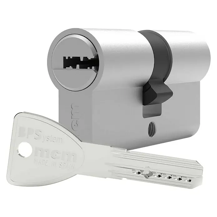 MCM Cilindro de perfil BPS - Longitud total interior: 35 mm, Longitud total exterior: 35 mm, Número de llaves: 5 ud., Plata - Una cerradura BPSystem con una llave a juego, que podría añadir seguridad adicional. Hecho en España.