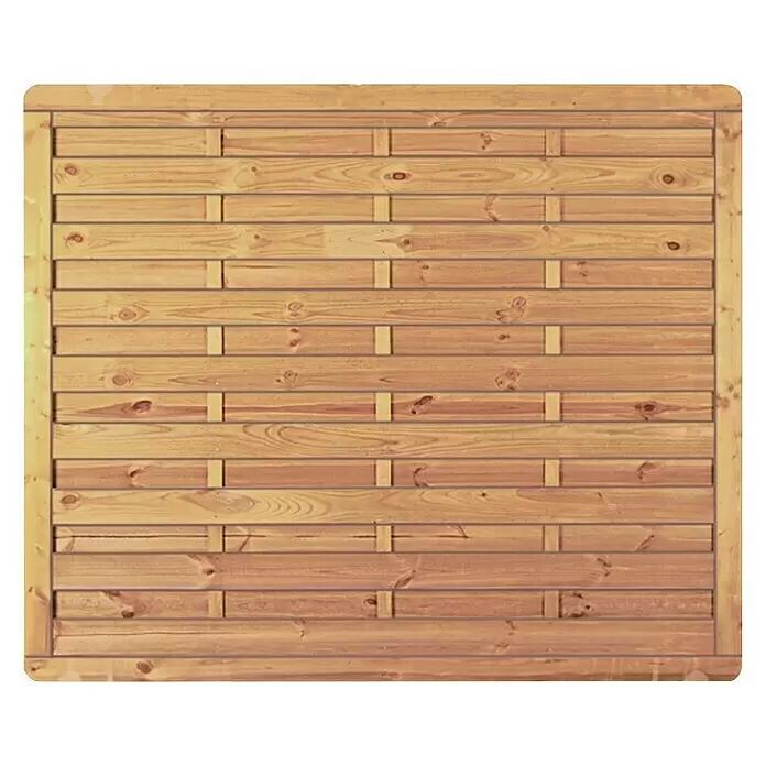 T & J Sichtschutzelement Avantgarde - B x H: 180 x 150 cm, Holz, Kesseldruckimprägniert - Quadratisches Holzzaunelement mit hellen horizontalen Latten und vertikalen Verflechtungen.