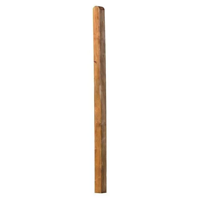 T & J Zaunpfosten - Höhe: 110 cm, Druckimprägniert braun, Holz - Diagonale Ansicht