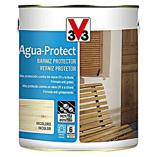 V33 Protección para madera Lasur exterior Agua-Protect (Incoloro, 2,5 l, Mate)
