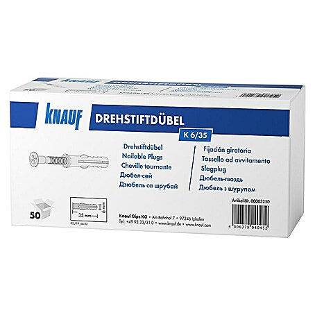 Knauf Drehstiftdübel K6/35 (Länge: 35 mm, 50 Stk.)
