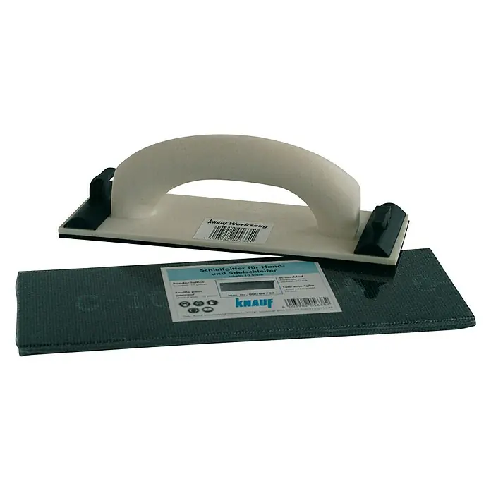 Knauf Handschleifer - 240 x 90 mm, Einsatzbereich: Decke - Knauf Handschleifer mit Schleifgitter, ideal zum Glätten von Oberflächen. Praktisches Werkzeug für Bau und Renovierung.