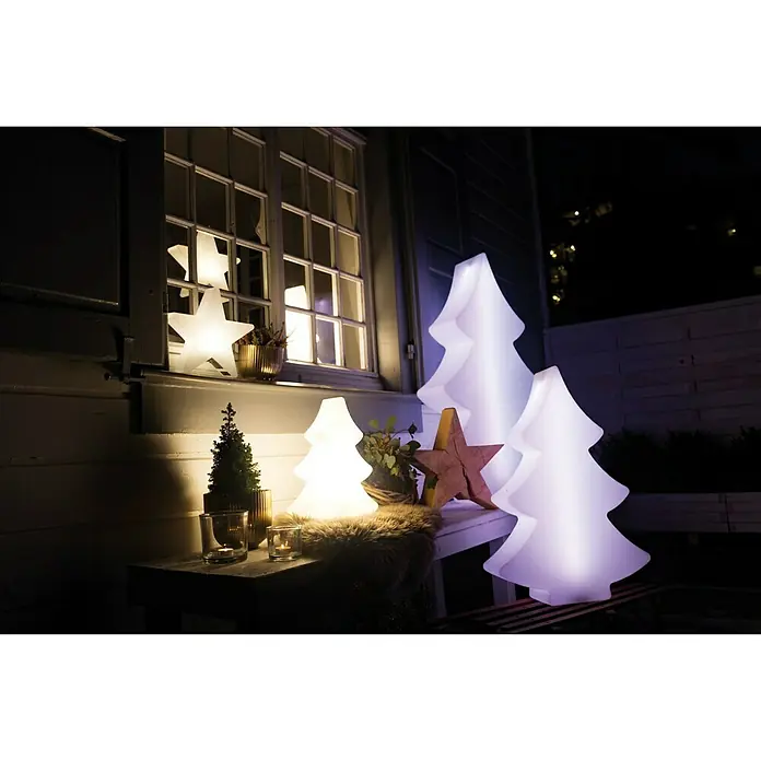 8 Seasons Design Shining LED-Weihnachtsleuchte Tree - 6 W, Weiß, L x B x H: 20 x 79 x 113 cm - Festliche Beleuchtung: Leuchtende Tannenbäume und Sterne schaffen eine warme, weihnachtliche Atmosphäre im Außenbereich.