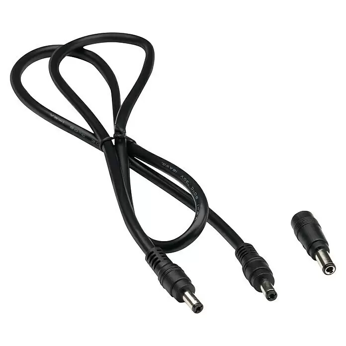 Yard Force Solarmodul Flex LX SPP10 - Max. Leistung: 100 W, 137 x 54 x 1,5 cm - Schwarzes DC-Stromverteilerkabel mit einer Buchse und zwei Stecker-Hohlsteckern, plus einem zusätzlichen Stecker.