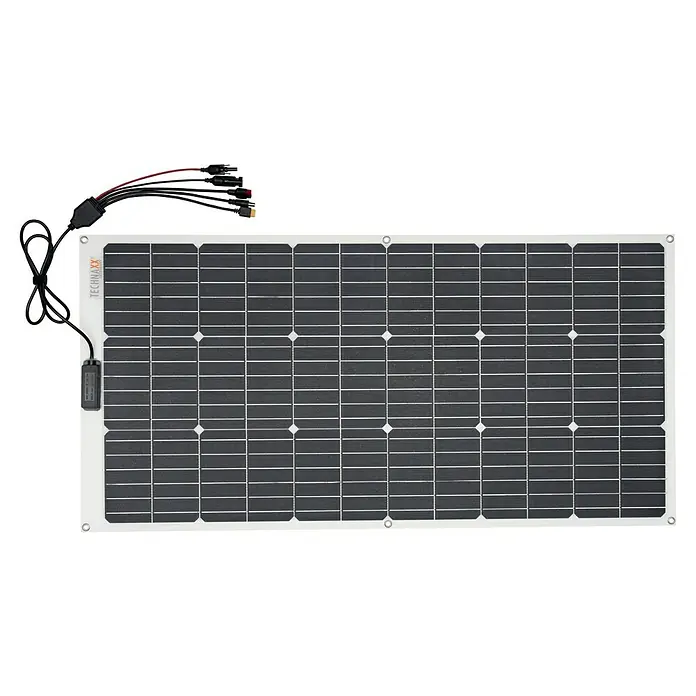 Technaxx Solarmodul flexibel TX-208 - Max. Leistung: 100 W, 0,3 x 108 x 53,5 cm - Das TECHNaxx Solarpanel ist flexibel und leichtgewichtig, ideal für Camping und Outdoor-Aktivitäten. Praktisch und effizient für unterwegs.