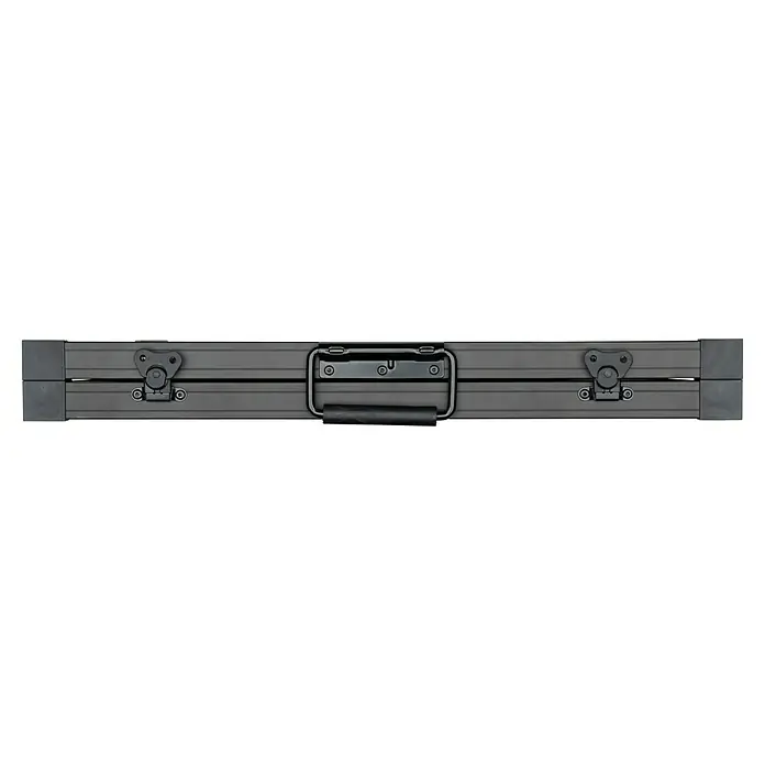 Technaxx Solarkoffer TX-215 - Max. Leistung: 100 W, 107 x 57 x 4 cm - Eine graue Aluminium-Werkzeugkiste mit Tragegriff und zwei Verschlüssen. Ideal für sicheren Transport von Werkzeugen.