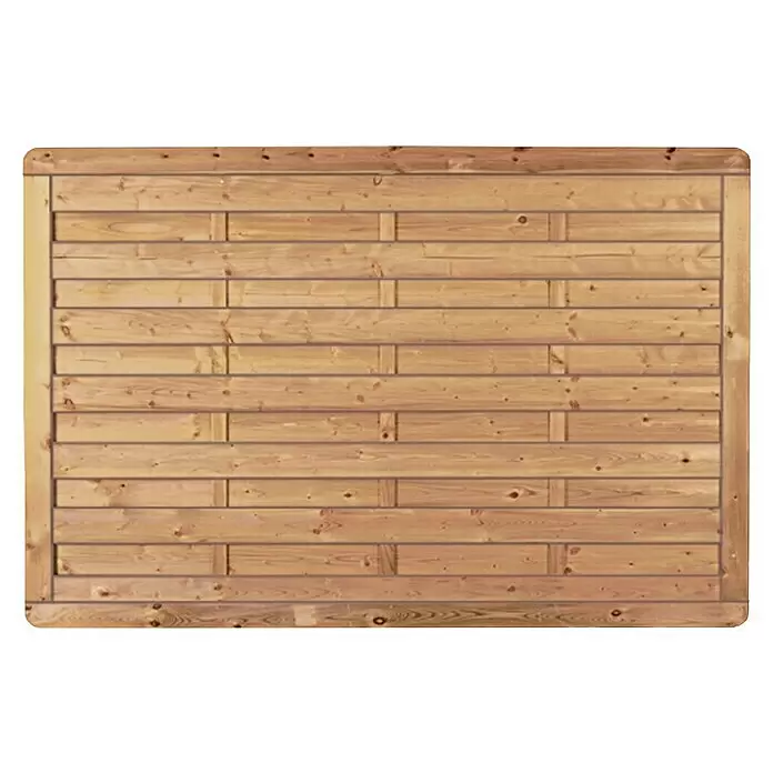 T & J Sichtschutzelement Avantgarde - B x H: 180 x 120 cm, Holz, Kesseldruckimprägniert - Helles, braunes Holzzaunfeld mit horizontalen Latten und massivem Rahmen.