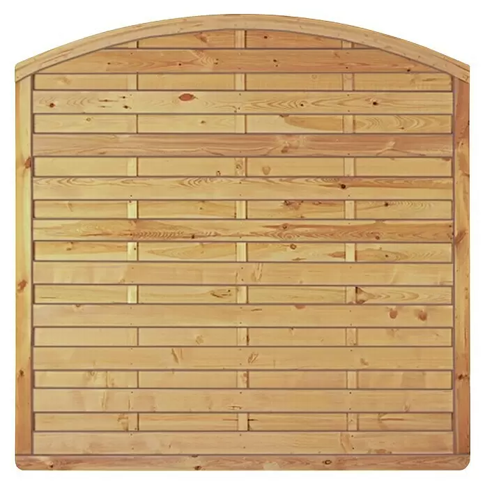 T & J Sichtschutzelement Avantgarde - 180 x 180 cm, Holz, Kesseldruckimprägniert, Mit Bogen - Holzzaunplatte mit horizontalen Lamellen und gewölbter Oberkante.