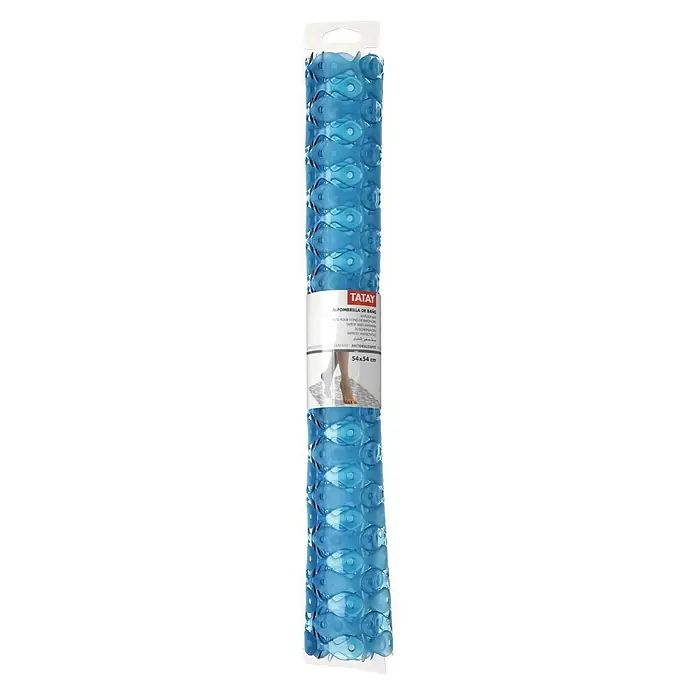 Tatay Antideslizante para bañera - 54 x 54 cm, Azul - Alfombrilla de baño azul de Tatay, enrollada y empaquetada, con ventosas y superficie antideslizante.