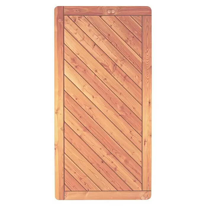 T & J Sichtschutzelement Esbjerg - 90 x 180 cm, Holz, Natur - Hellbraunes Holztorblatt mit diagonalen Brettern, umrahmt von geraden Brettern.