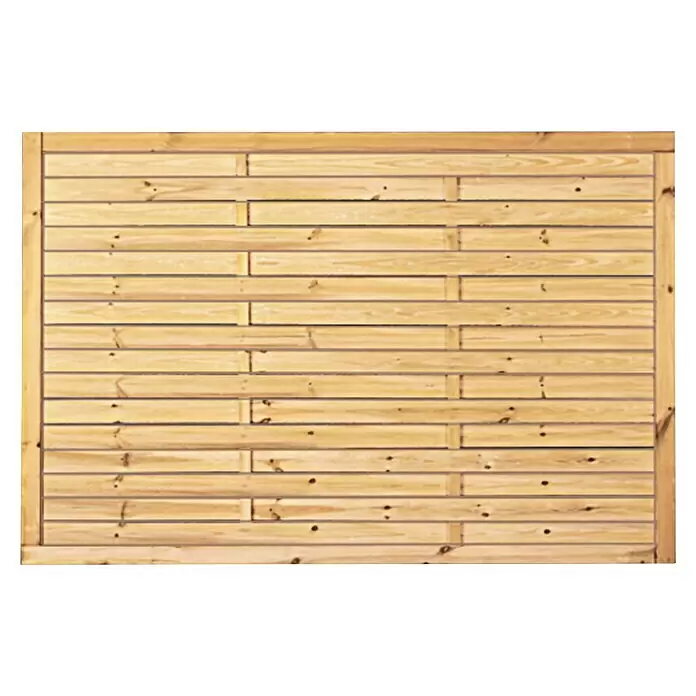 T & J Sichtschutzelement - 180 x 120 cm, Holz, KDI Grün - Heller Holzzaun mit horizontalen Latten und Umrandung, ideal für Sichtschutz im Garten.