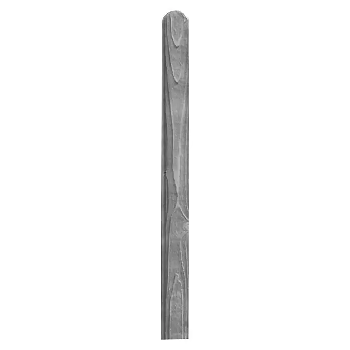T & J Zaunpfosten Bartek - Höhe: 190 cm, Grau, Holz - Langer grauer Holzpfosten mit sichtbarer Holzmaserung und abgerundeter Oberseite.